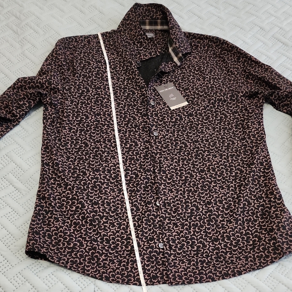 Van Heusen Black and Brown Patterned Button Down Shirt - Picture 13 of 16